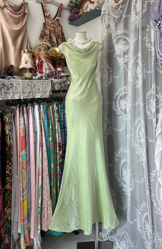 Vintage Einfaches Mintgrünes Meerjungfrau Langes Ballkleid Abendkleid DP6380