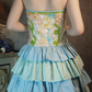Retro Colorful Strapless Floral Design A-line Short Tiered Homecoming Dress  DP6059
