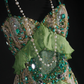 Glamorous Green Ombre Mermaid Sequin Beaded Ruffle Lace Spaghetti Strap Evening Gown DP7376