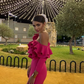 Fuchsia Long Sleeves Ruffle Mermaid Formal Evening Dress, DP2620