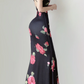 Sexy Black Rose Straps Mermaid Satin Long Evening Party Dress Birthday Dress, DP5391