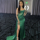 Sage Green Strapless Sheath Satin Long Formal Party Dress, DP4015
