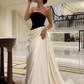 Black and White Strapless Long Prom Dress Evening Gown, DP2936