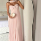 Pink Strapless A-Line Pleated Elegant Long Prom Dress Wedding Guest Dress, DP3372