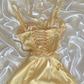 Light Yellow Spaghetti Straps Satin Mini Party Dress Mini Birthday Outfit, DP3519