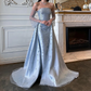 Gorgeous Light Blue Beding Sheath Long Prom Dress Evening Gown, DP2901