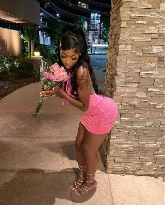 Pink Halter Backless Sexy Birthday Outfit Short Party Dress, DP2683