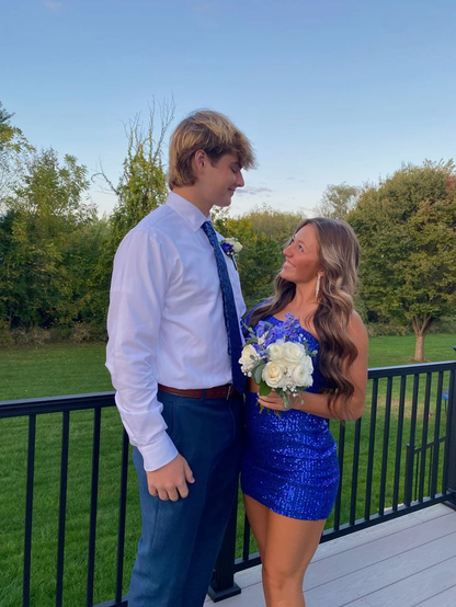 Royal Blue Strapless Sheath Mini Homecoming Dress Birthday Outfits, DP DSProm Royal Blue Strapless Sheath Mini Homecoming Dress Birthday Outfits, DP DSProm