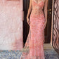 Vintage Pink Lace Sheath Prom Dress Long Evening Dress Spaghetti Strap Formal Dress, DP6583