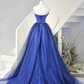 Blue Strapless A-Line Satin Tulle Formal Dress Evening Gown, DP2658