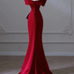 Charming Red Straps Off Shoulder Mermaid Long Prom Gown Evening Dress, DP3466