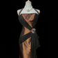 Brown Halter Neck Mermaid Beaded Satin Long Formal Prom Dress Evening Dress, DP5323