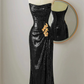 Black Scoop Neck Mermaid Long Prom Dress Sequins Evening Dress, DP2825