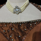 Brown Halter Neck Mermaid Beaded Satin Long Formal Prom Dress Evening Dress, DP5323