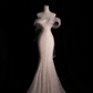 Gorgeous White Off Shoulder Mermaid Long Wedding Dress Evening Party Dress, DP5406