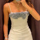 White Strappy Rose Sheath Mini Evening Party Dress Homecoming Dress, DP3255