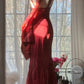 Vintage Rote Stickerei Ballkleid Perlen Meerjungfrau Abendkleid Langes Abendkleid DP6634