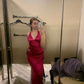 Wine Red Halter Mermaid Satin Long Prom Dress Evening Gown, DP3522