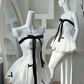 White Strapless Bowknot A-Line Mini Homecoming Dress Birthday Outfits, DP3093