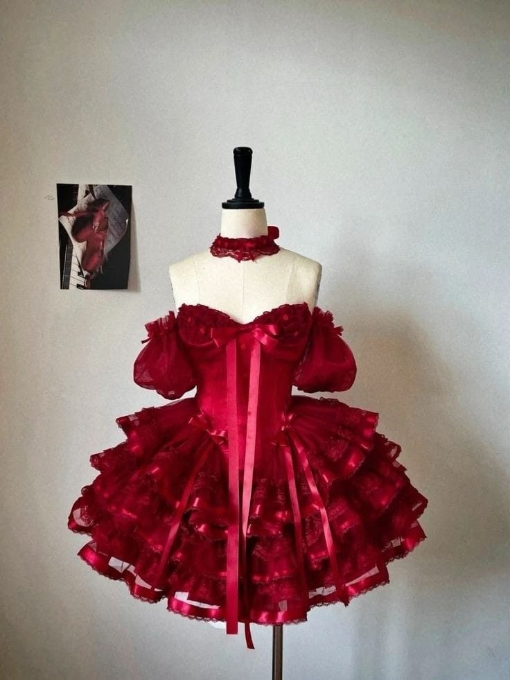 Wine Red Sweetheart A-Line Tiered Short Party Dresses Birthday Dresses, DP5732