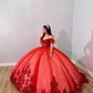 Wunderschönes rotes, perlenbesetztes, herzförmiges, schulterfreies A-Linien-Tüll-Ballkleid für die 16. Quinceanera, bodenlanges Ballkleid, Geburtstagskleid, Abendkleid, Ballkleid, DP6466