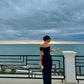Elegant Black Asymmetric One-Shoulder Floor-Length Sheath Prom Dress DP8487