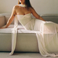 Enchanting Ivory Sweetheart Strapless A-Line Long Prom Dress Evening Dress DP6410