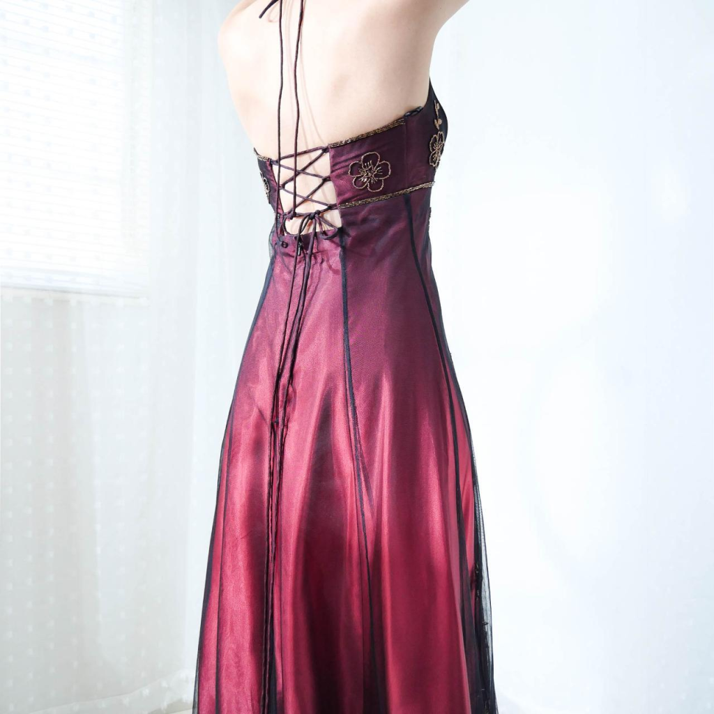 Vintage Halter-Neck Sheath Prom Dress Beaded Chiffon Long Evening Gown DSProm Vintage Halter-Neck Sheath Prom Dress Beaded Chiffon Long Evening Gown DSProm