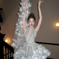 Gorgeous Glittering Silvery Beaded Sequined A-Line Halter Dress Design Party Dress Homecoming Dress DP6250