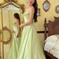 Vintage Sage Green Spaghetti Strap A-Line Evening Gown DP8272