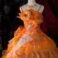 Elegant Orange Detachable Ruffled Tiered Beaded Sweet 16 Quinceanera Ball Gown DP7412