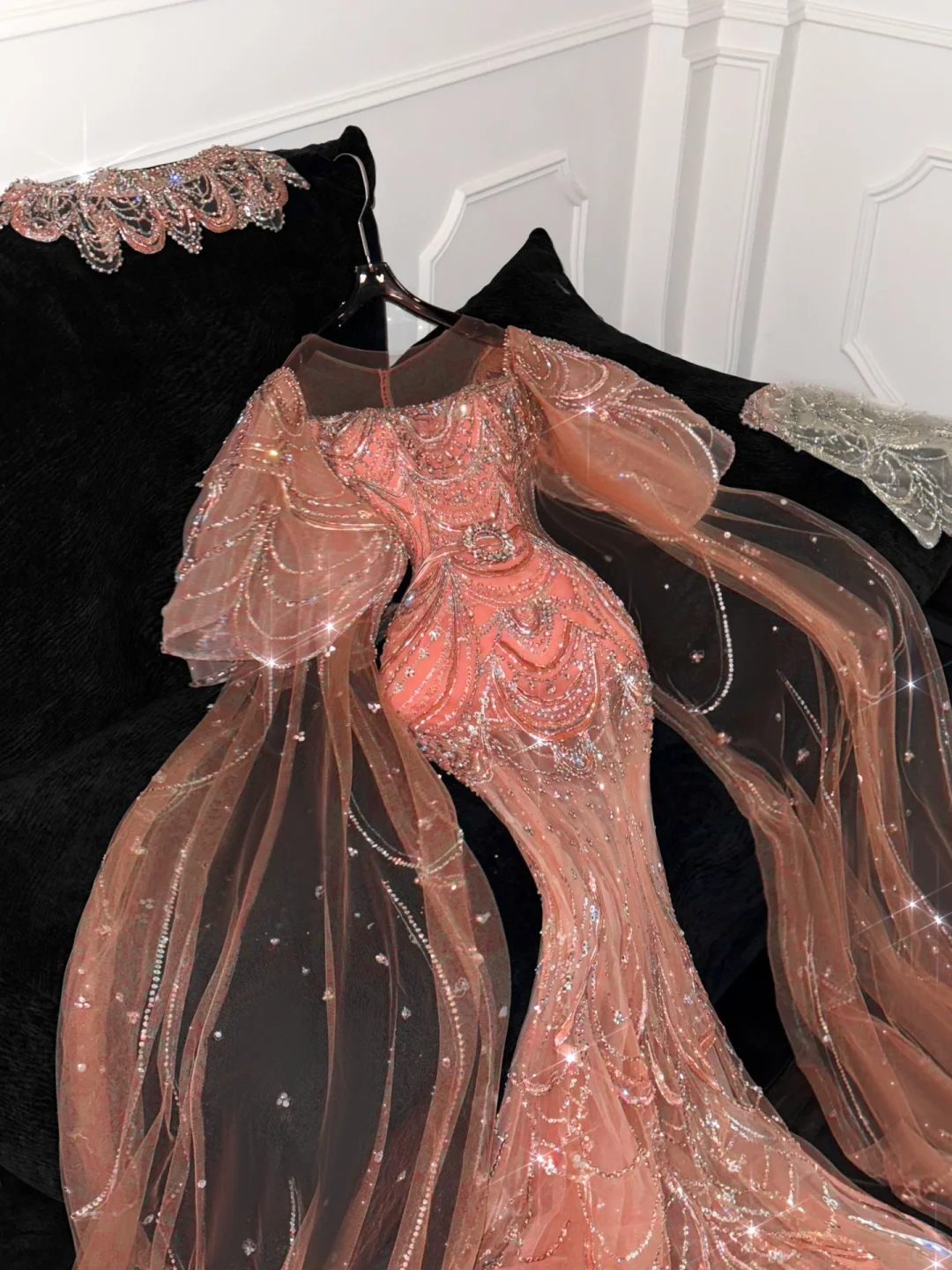 Gorgeous Shiny Orange Beaded Sequined Design Mermaid Prom Dress Evening Dress DP6226