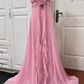 Ethereal Pink Spaghetti Strap Ruffled 3D Floral Prom Dress DP7953