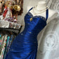 Vintage Satin Halter- Neck Sweetheart Evening Gown Beaded Ruched Mermaid Prom Dress DP7764