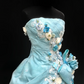Robe de bal glamour turquoise sans bretelles, ornée d'appliqués floraux 3D et de volants en tulle, idéale pour les 16 ans (Quinceañera) DP7271