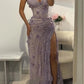 Enchanting 3D Floral Mermaid High Slit Evening Gown DP8025