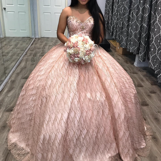 Charming Pink Sweetheart Strapless Quinceanera Dress Sweet 16 Dress, DP2675