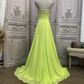 Elegantes, limettengrünes, trägerloses Abendkleid mit Herzausschnitt, Pailletten und Chiffon, Ballkleid DP7620