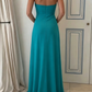 Elegant Turquoise Strapless Ruched Chiffon A-Line Long Formal Prom Dress DP8459