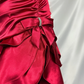 Vintage Wine Red Halter Satin Long Evening Party Dress Birthday Outfits, DP4389
