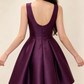 Elegant Purple Satin V-Neck A-Line Homecoming Dress DP8744