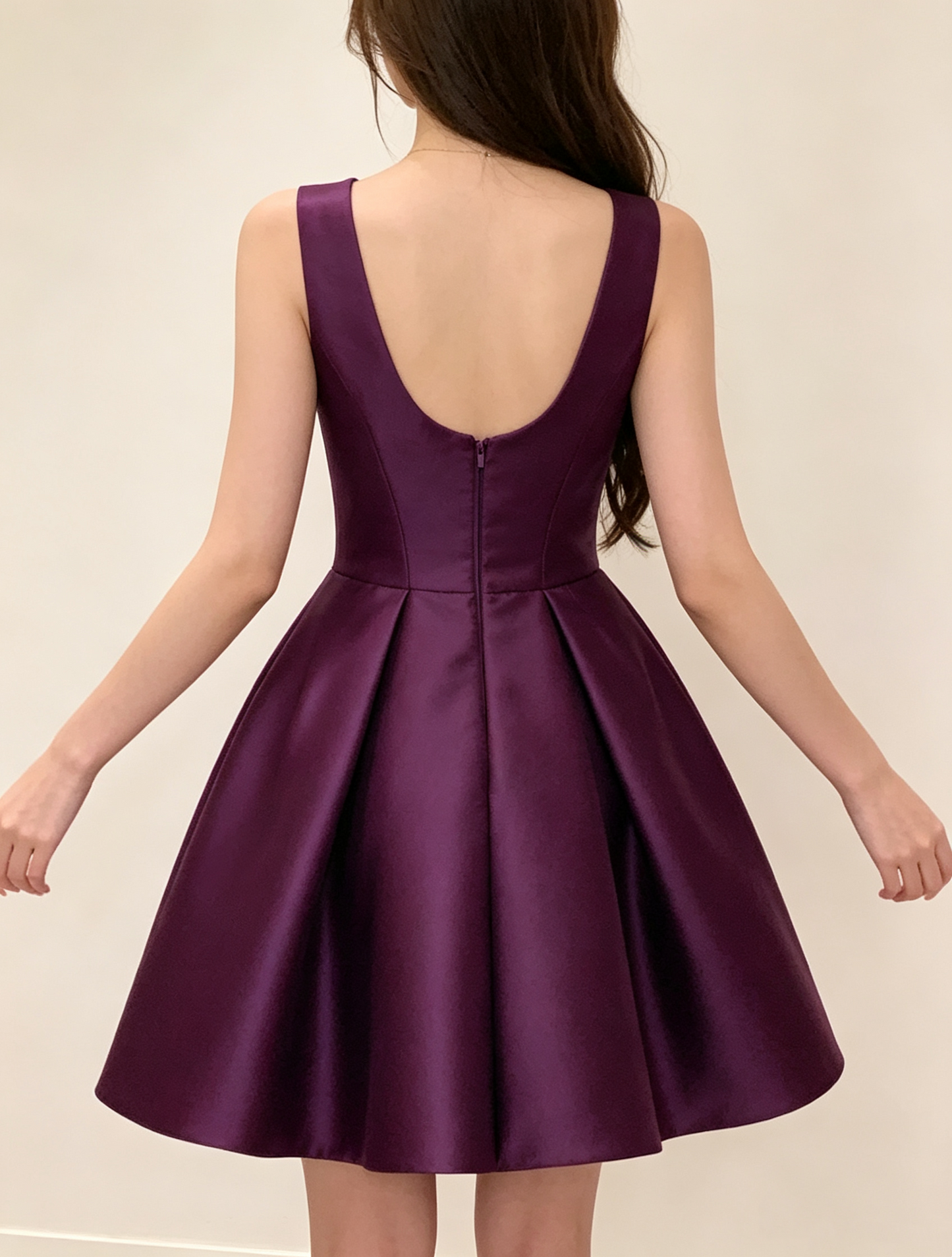 Elegant Purple Satin V-Neck A-Line Homecoming Dress DP8744