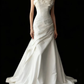 Vintage White Satin Strapless Floral Bodice Mermaid with Train Wedding Dress DP7650