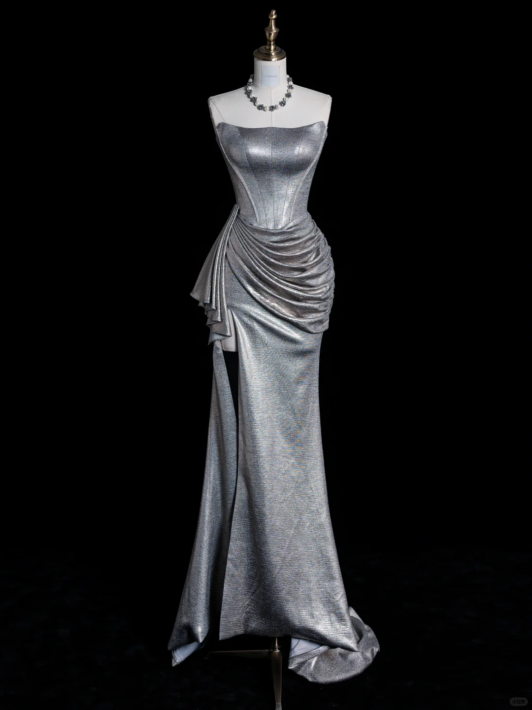 Elegant Silver Strapless Mermaid Long Evening Party Dress Birthday Outfits, DP5353