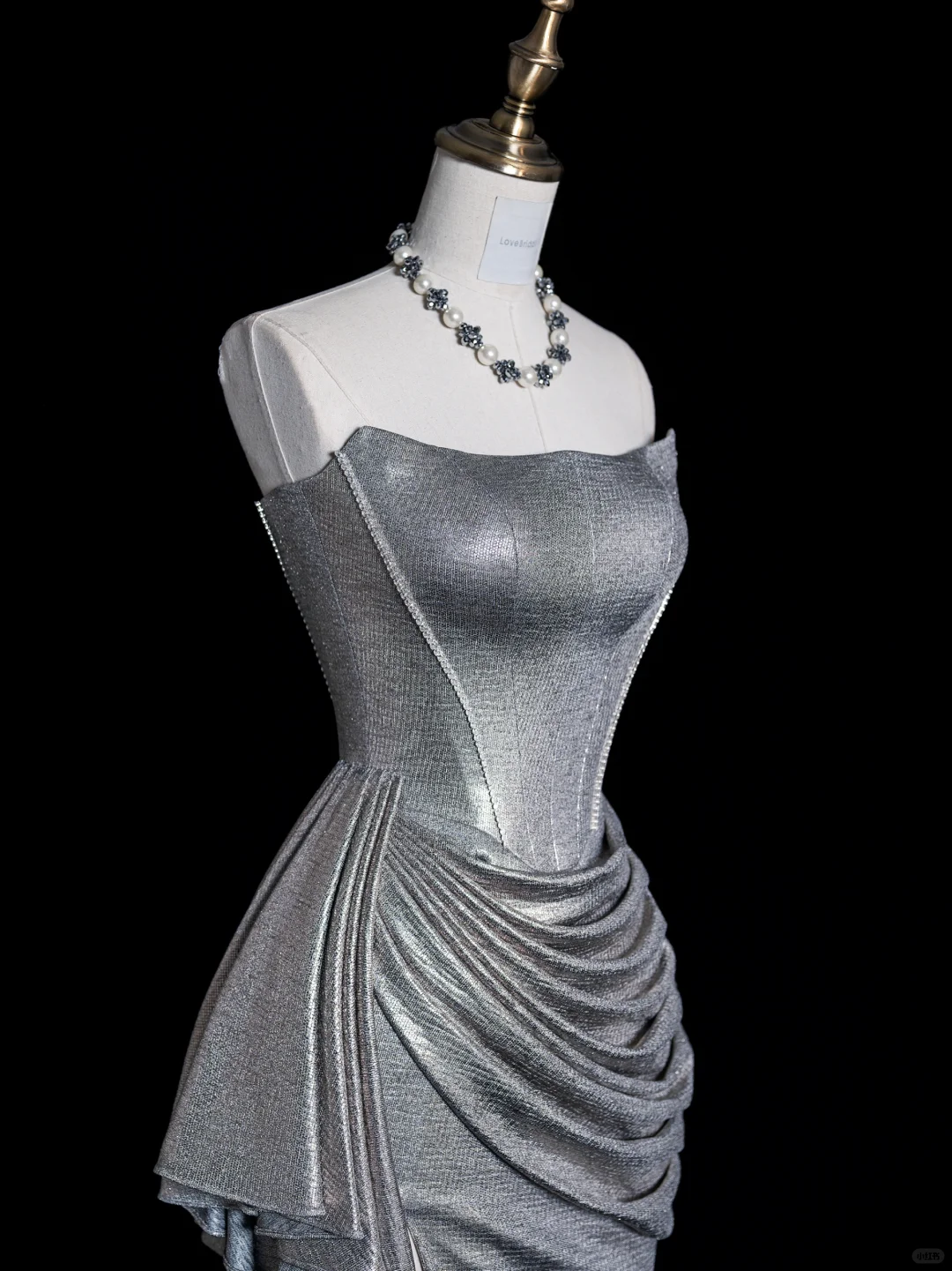 Elegant Silver Strapless Mermaid Long Evening Party Dress Birthday Outfits, DP5353