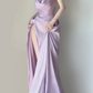 Elegant Lilac Straps A-Line Backless Satin Long Party Dress Evening Dress, DP5393