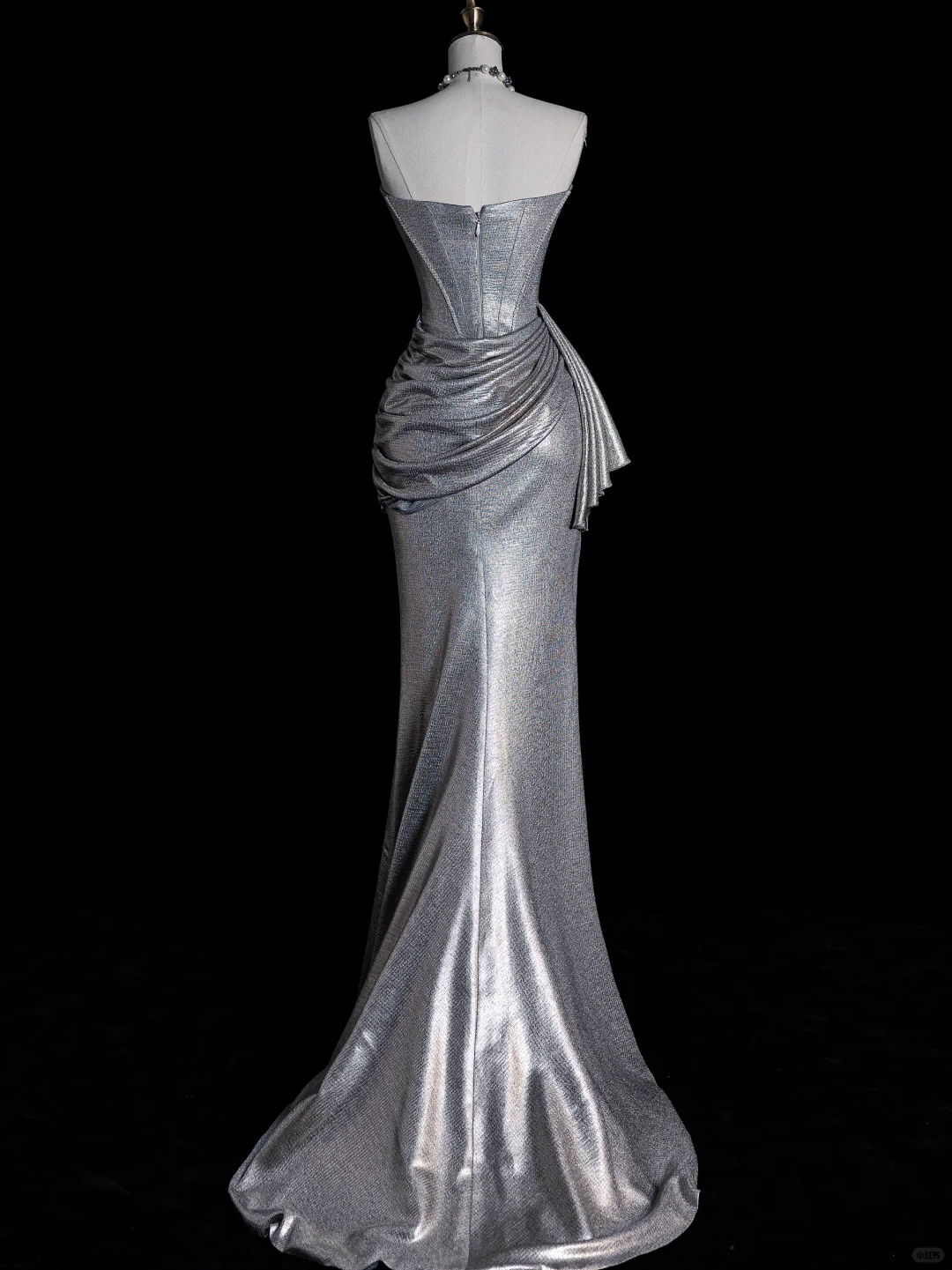 Elegant Silver Strapless Mermaid Long Evening Party Dress Birthday Outfits, DP5353