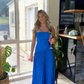 Vintage Red Strapless A-Line Pleated Simple Long Party Dress DP2631
