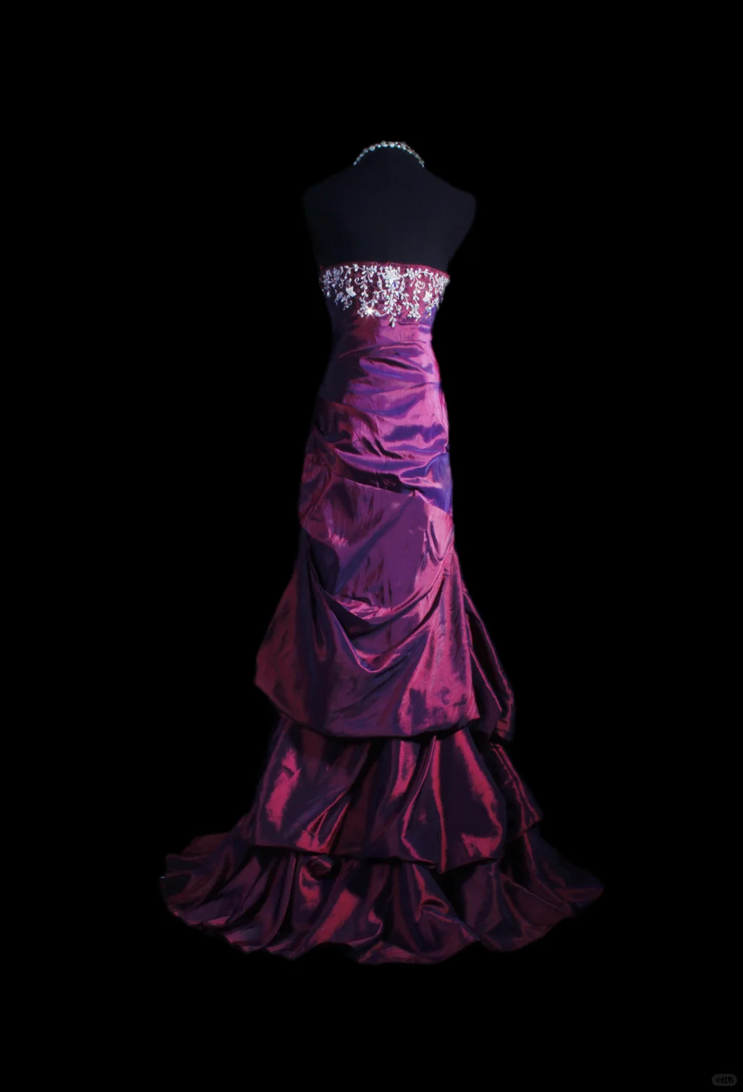 Glamorous Purple Satin Mermaid Strapless Embroidery Beaded Evening Gown DP7383