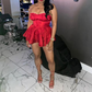 Charming Red Strapless A-Line Short Party Dress Birthday Outfits, DP3373